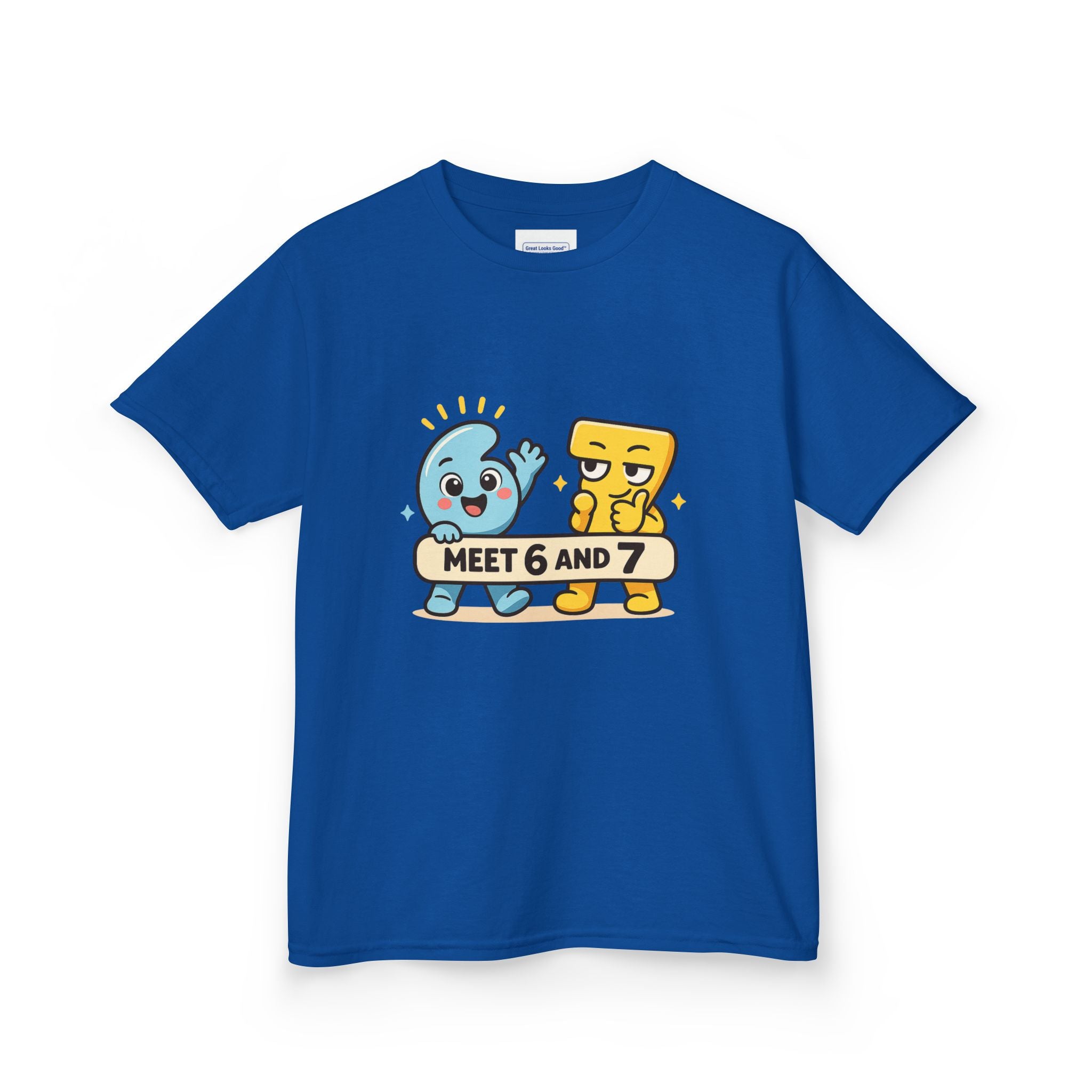 Kids Tee — "Meet 6 and 7" Cute Characters + Back 'Kindness Bingo' Activity