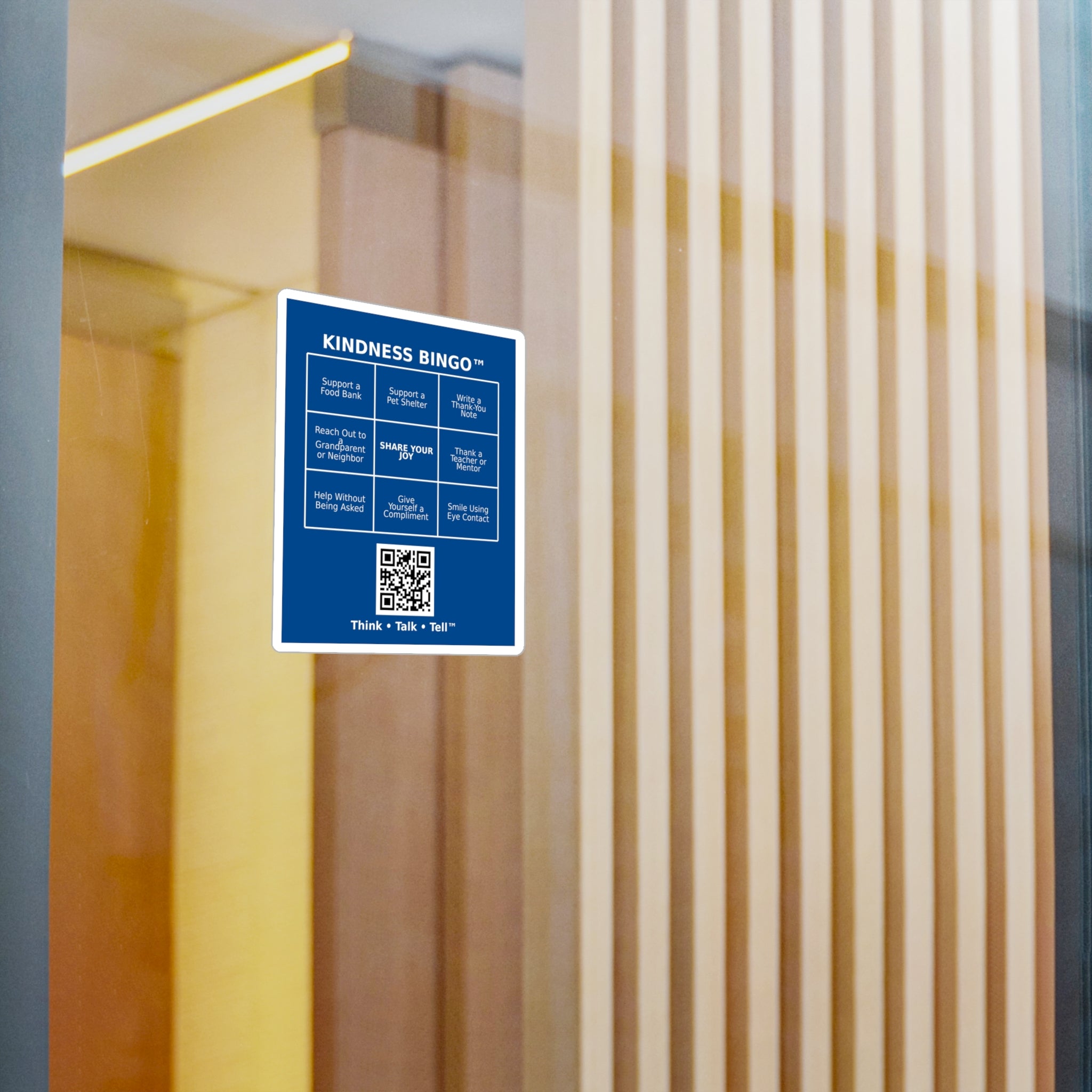 Kindness Bingo Vinyl Sticker — Kiss-Cut Decal with QR Code