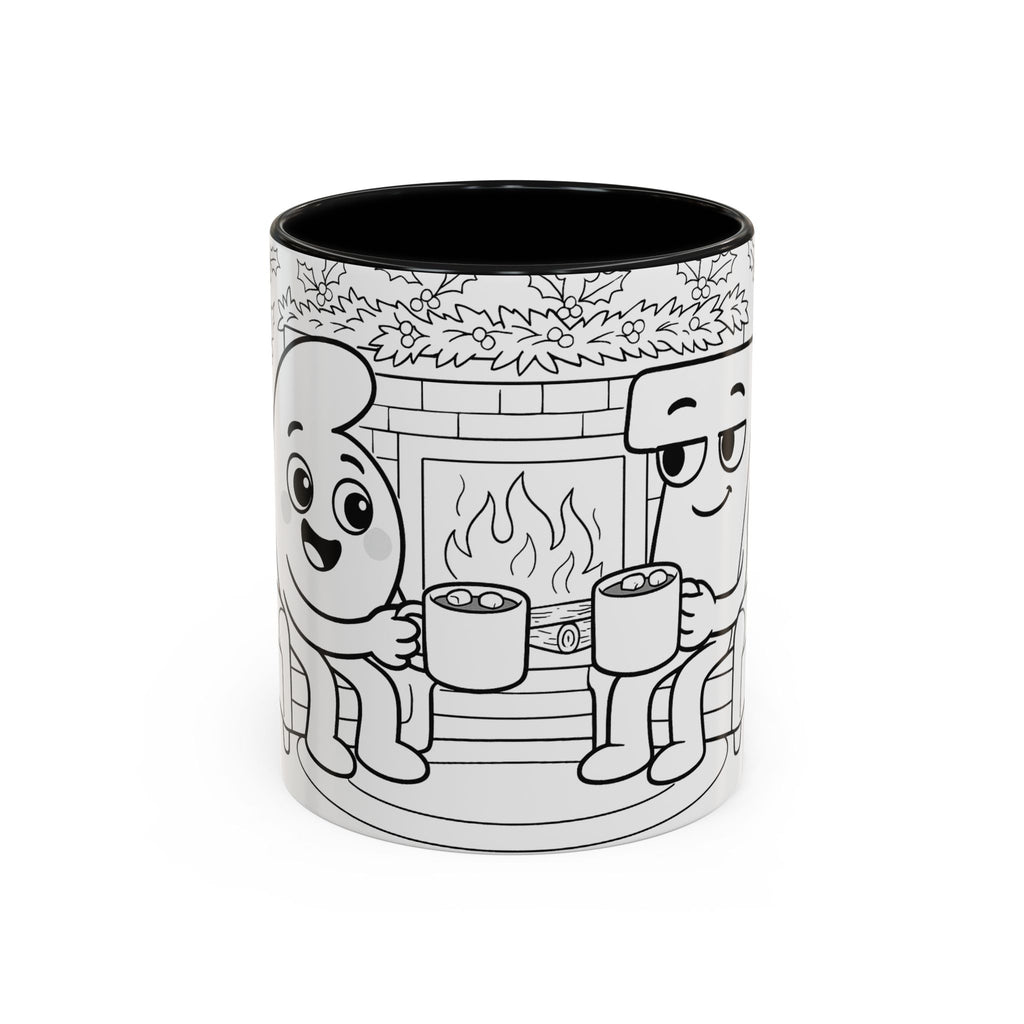 Meet 6 & 7™ Cozy Buddies Coffee Mug — Coloring Style Fireplace Design (11/15 oz)